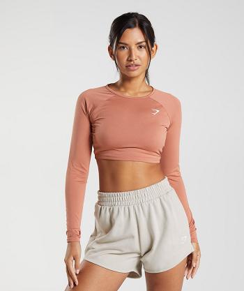 Long Sleeve Damskie Gymshark Treningowe Brązowe | PL 2785DFM